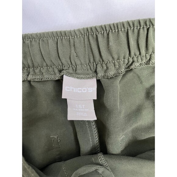 Chico's Military Green Pull On Tapered Pants Size 10T Casual Drawstring Relaxed - Picture 6 of 11